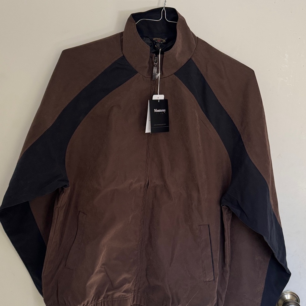 Men's Brown and Black Windbreaker Jacket